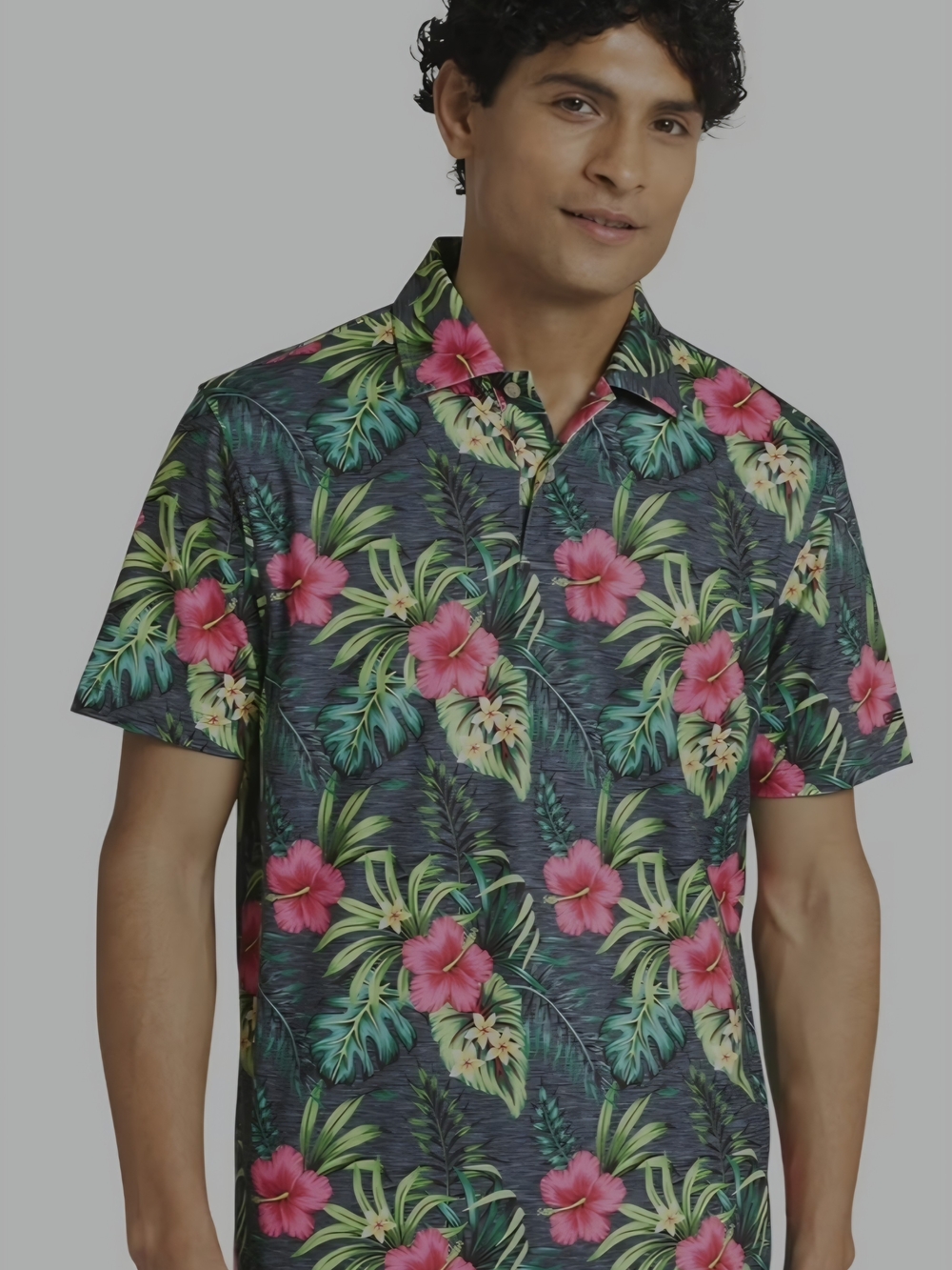 Chaps, Men's Tropical Hibiscus Short-Sleeve Shirt - Pink Floral XL